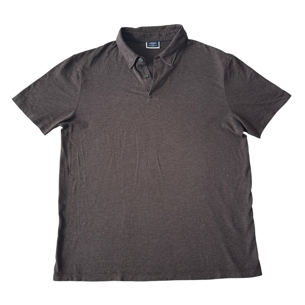 Charles Tyrwhitt 100% Cotton Polo Shirt Men M Dark Brown Heather Preppy Career